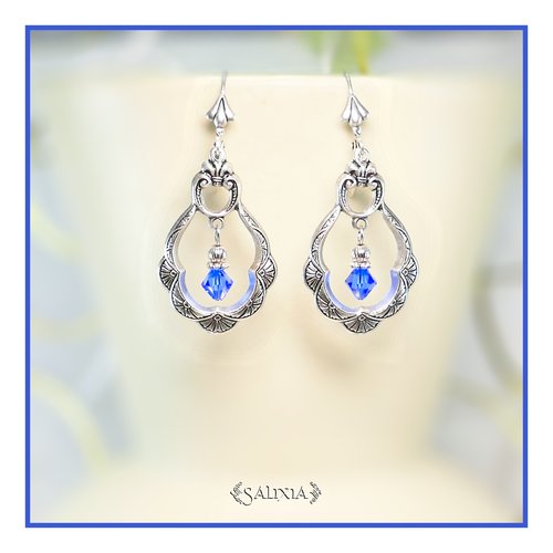 Piéce rare - boucles d'oreilles renaissance laiton argent plaqué haute qualité cristal dormeuses ou crochets au choix(#bo483)