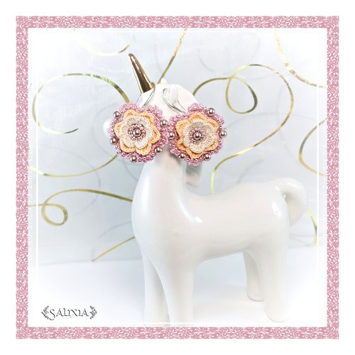 Boucles d'oreilles "fleurs" au crochet d'art crochets au choix (#bo-c15)