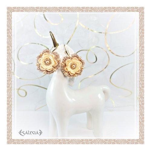 Boucles d'oreilles "fleurs" au crochet d'art crochets au choix (#bo-c16)