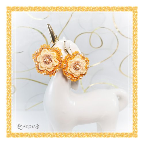 Boucles d'oreilles "fleurs" au crochet d'art crochets au choix (#bo-c17)