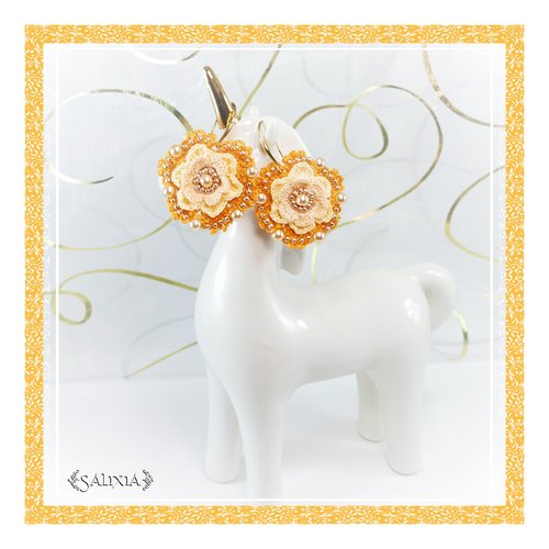 Boucles d'oreilles "fleurs" au crochet d'art crochets au choix (#bo-c17)