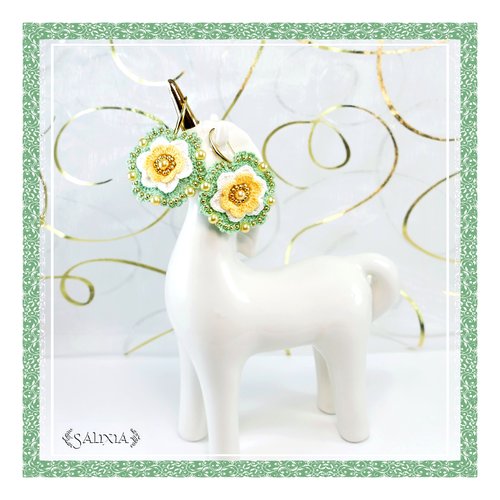 Boucles d'oreilles "fleurs" au crochet d'art crochets au choix (#bo-c18)