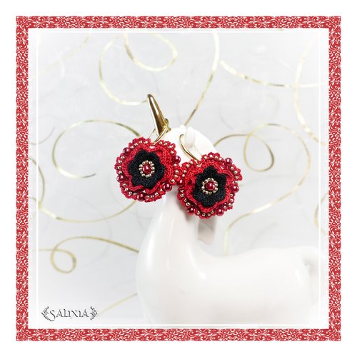 Boucles d'oreilles "fleurs" au crochet d'art crochets au choix (#bo-c21)