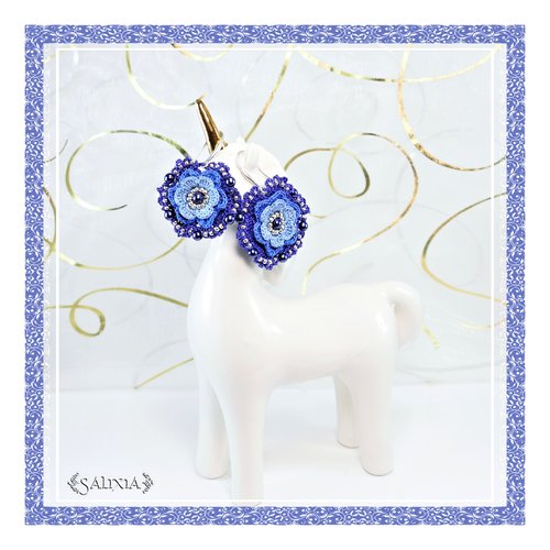 Boucles d'oreilles "fleurs" au crochet d'art crochets au choix (#bo-c22)