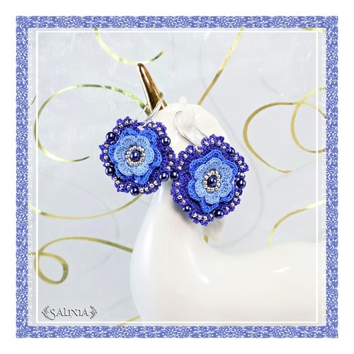 Boucles d'oreilles "fleurs" au crochet d'art crochets au choix (#bo-c22)