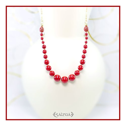 Collier milana coccinelles jade rouge passion choix de la taille (#c159 p163)