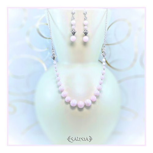 Collier milana jade rose poudré choix de la taille (#c160 p164)