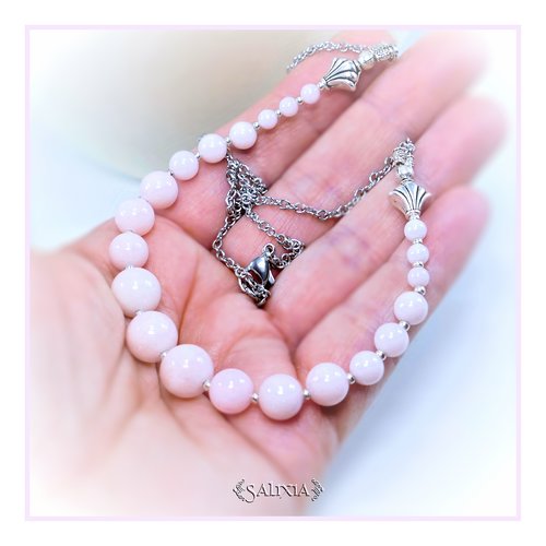 Collier milana jade rose poudré choix de la taille (#c160 p164)