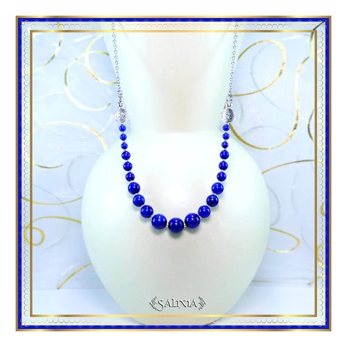 Collier milana jade bleu lapis lazuli choix de la taille (#c161 p165)