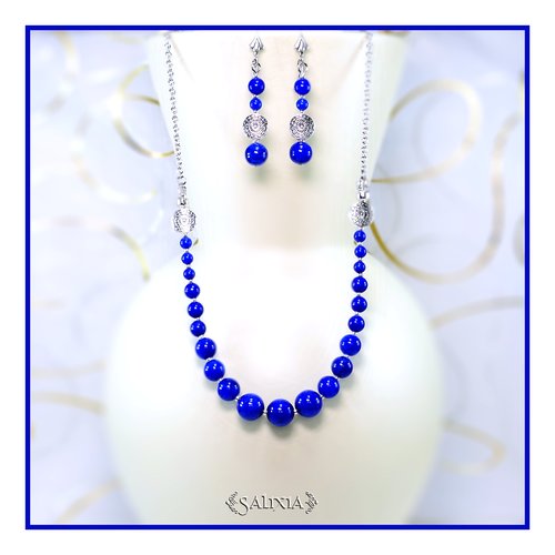 Collier milana jade bleu lapis lazuli choix de la taille (#c161 p165)