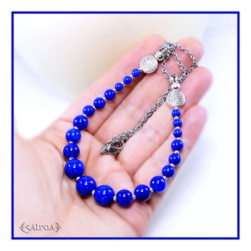 Collier milana jade bleu lapis lazuli choix de la taille (#c161 p165)