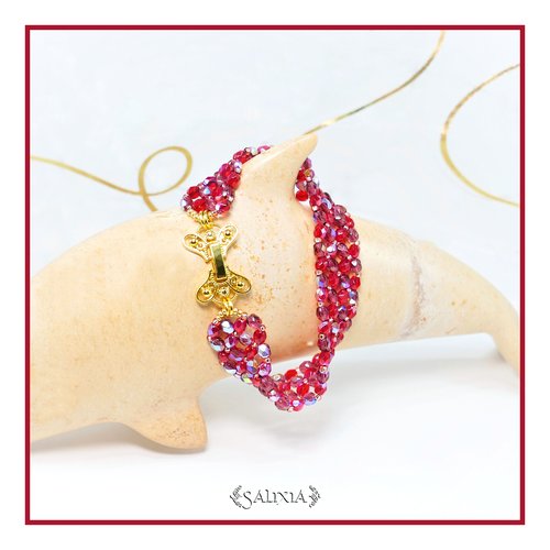 Bracelet nora esprit red volcano perles de bohème aurore boréale fermoir à clip déployant (#bc159)