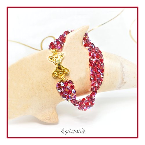 Bracelet nora esprit red volcano perles de bohème aurore boréale fermoir à clip déployant (#bc159)