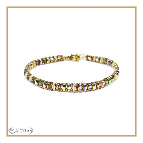 Bracelet "mila" gold perles de bohème fermoir toggle ou mousqueton acier inoxydable doré (#bc161 p169)