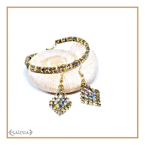 Boucles d'oreilles tissées "mila" gold crochets acier inoxydable doré (#bo520 p169)