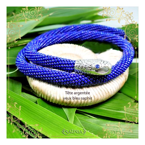 Pièce unique - collier serpent ouroboros bleu cobalt (#c167)