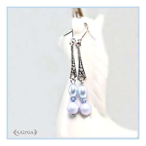 Boucles d'oreilles leia perles et cristal crochets en acier inoxydable (#bo527 p171)