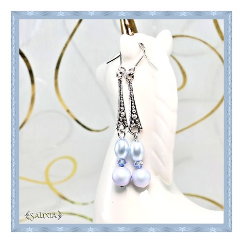 Boucles d'oreilles leia perles et cristal crochets en acier inoxydable (#bo527 p171)