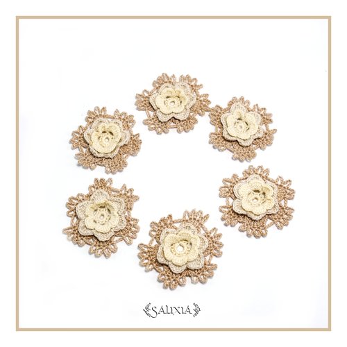Petites fleurs au crochet d'art réalisées avec un fil très fin - unitaire ou lot de 6 fleurs