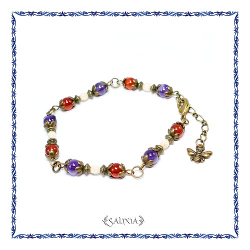 Bracelet "nina" pierres fines naturelles améthyste cornaline (#bc191 p180)