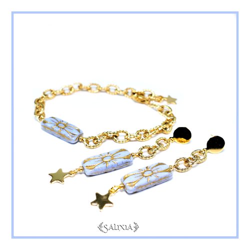 Boucles d'oreilles "elvina" fleur de bohème couleur au choix puces acier inoxydable doré changées sur demande (#bo589 p188)