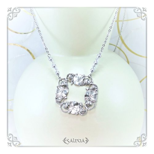 Pièce unique - collier pendentif art nouveau les nymphéas en laiton très haute qualité cristal perles de bohème (#c205)
