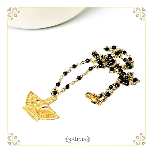 Pièce rare - collier isis laiton doré très haute qualité au choix couleur et taille de la chaine (#c216)