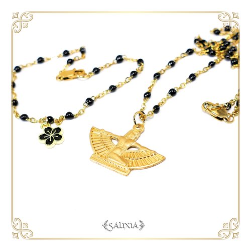 Pièce rare - collier isis laiton doré très haute qualité au choix couleur et taille de la chaine (#c216)