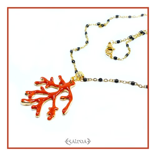Collier pendentif branche de corail choix de la taille et de la couleur de la chaine (#c221)