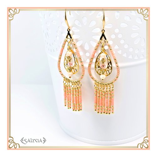 Boucles d'oreilles collection "enara" rose pêche (#bo628)