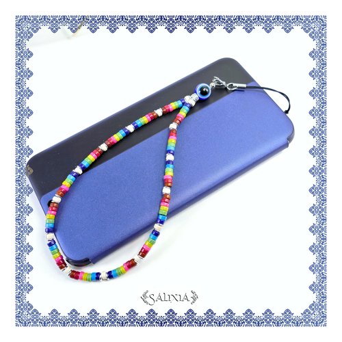 Bijou de portable smartphone multicolore oeil de la chance (#bp2)