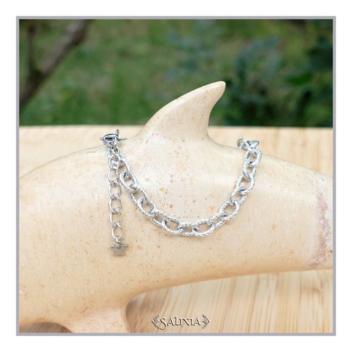Bracelet jolie chaine torsadée breloque étoile et mousqueton acier inoxydable choix de la taille (#bc273)