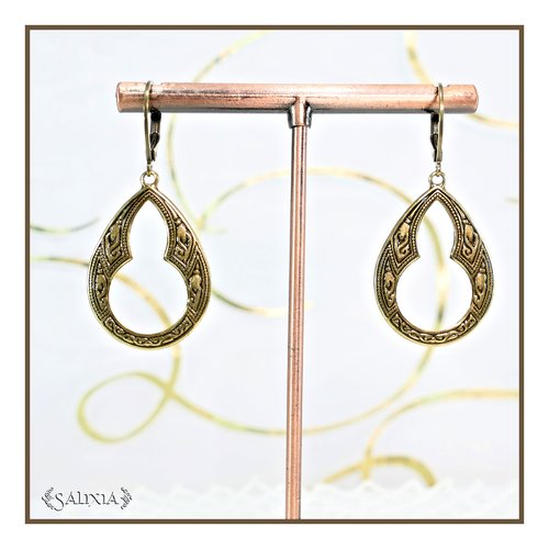 Pièce rare - boucles d'oreilles inspiration renaissance laiton doré très haute qualité dormeuses ou crochets au choix (#bo722)