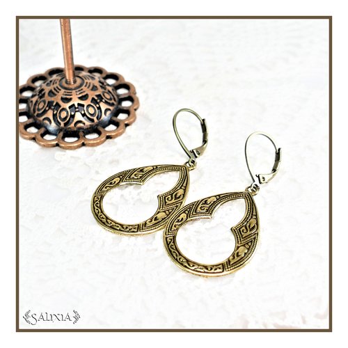 Pièce rare - boucles d'oreilles inspiration renaissance laiton doré très haute qualité dormeuses ou crochets au choix (#bo722)