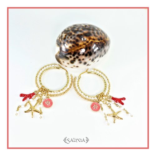 Boucles d'oreilles tissées alba créoles en acier inoxydable doré perles japonaises miyuki (#b0767 p229)