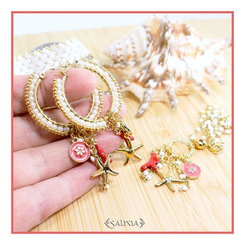 Boucles d'oreilles tissées alba créoles en acier inoxydable doré perles japonaises miyuki (#b0767 p229)