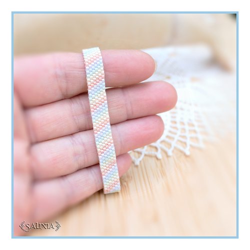 Bracelet arc en ciel tissé à l'aiguille avec des perles en verre japonaises fermoir lien coulissant (#bc295)