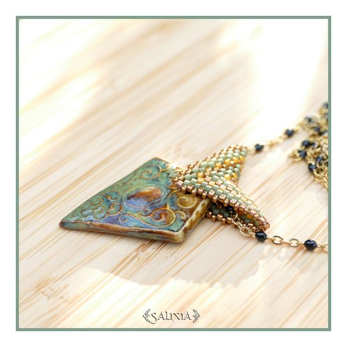 Piéce unique - collier talitha pendentif artisanal couleur-taille de la chaine au choix (#c272 p234) vidéo hd dans détails !
