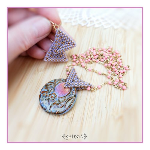 Piéce unique - collier talitha pendentif artisanal couleur- taille de la chaine au choix (#c273 p235) vidéo hd dans détails !