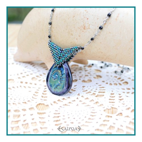 Piéce unique - collier talitha pendentif artisanal couleur-taille de la chaine au choix (#c274 p236) vidéo hd dans détails !
