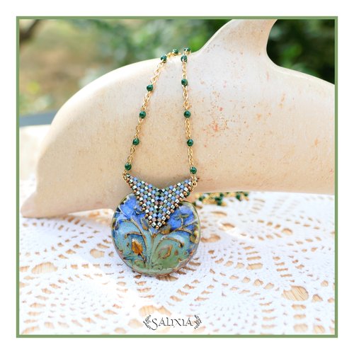Piéce unique - collier talitha pendentif artisanal couleur-taille de la chaine au choix (#c276 p238) vidéo hd dans détails !