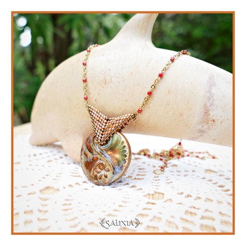 Piéce unique - collier talitha pendentif artisanal couleur-taille de la chaine au choix (#c277 p239) vidéo hd dans détails !