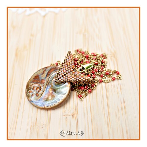 Piéce unique - collier talitha pendentif artisanal couleur-taille de la chaine au choix (#c277 p239) vidéo hd dans détails !