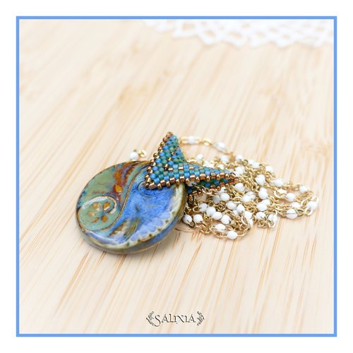 Piéce unique - collier talitha pendentif artisanal couleur-taille de la chaine au choix (#c278 p240) vidéo hd dans détails !