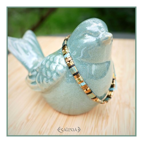 Bracelet tila tons bleu/vert proposé en duo avec un autre modèle (#bc322)