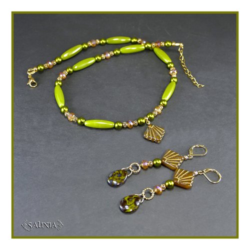 Collier "teodora" style art déco perles de bohéme laiton doré à l'or fin (#c303 p251)