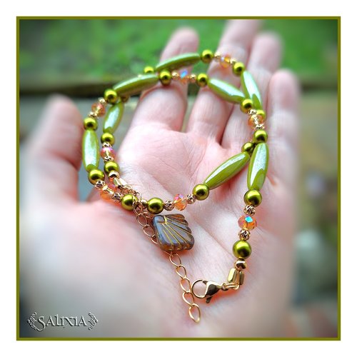 Collier "teodora" style art déco perles de bohéme laiton doré à l'or fin (#c303 p251)
