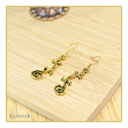 Boucles d'oreilles petit lézard doré crochets en acier inoxydable doré (#bo837)
