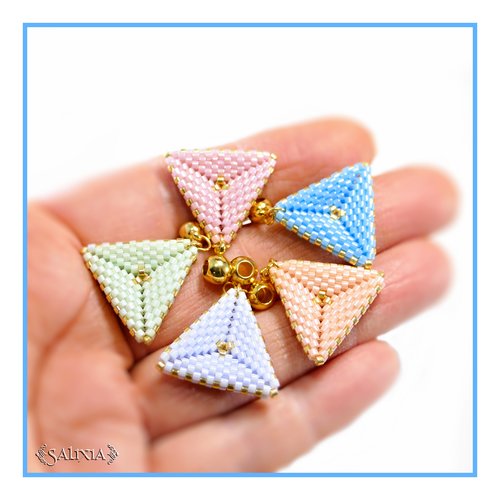 Collier talitha pyramide 3d tissage à l'aiguille perles japonaises 10 coloris au choix chaine dorée à l'or fin 24 k (#c279 à c