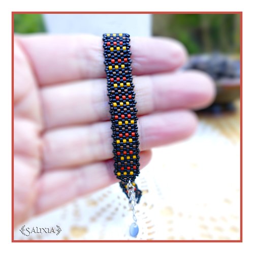 Bracelet tissage perles de rocaille japonaises chainette et mousqueton acier inoxydable (#bc402)